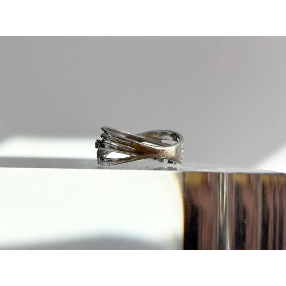 CZ & Black Spinel Multi Shanked Unusual 925 Sterling Silver Vintage Ring - sz 7 - Picture 5 of 13